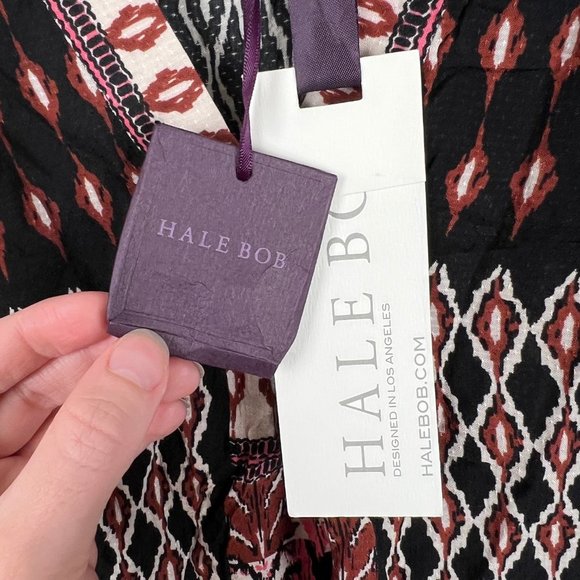 New Hale Bob Relaxed Fit Boho Print Hippie Blouse Top Long Sleeve Bohemian Shirt - Picture 3 of 10